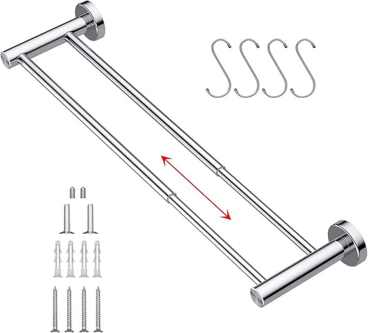 Adjustable Double Towel Bar 16 to 27.6 Inch SUS304 Stainless 1" Diameter