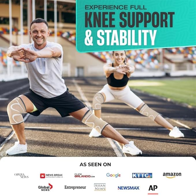 Modvel 2 Pack Knee Brace for Women & Men - Workout Knees Compression Sleeve for Knee Pain Relief Joint Support for ACL, Arthritis, Meniscus Tear Knees Brace for Sports, Rodilleras para Gym Fitness