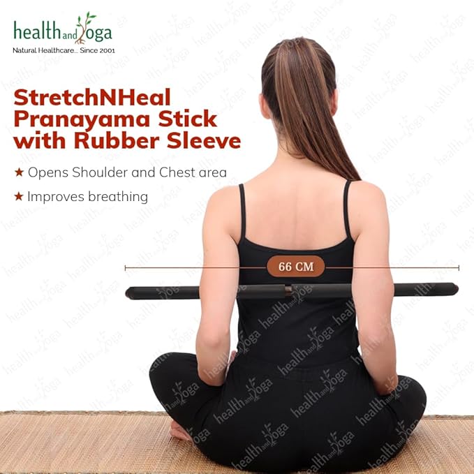 HealthAndYoga™ StretchNHeal Collapsible Multi-Use Wooden Yoga Stick - Regular and XL - Portable Posture Corrector Pole, Stretch Mobility Stick, Physical Workout Exercise Dowel