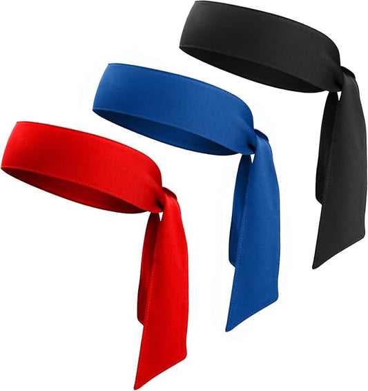 Head Ties Headband Sports Sweatband for Men Women, 3 Pack Adjustable Ninja Headband Karate Tie Back Sweat Wicking Workout Head Band for Basketball, Running, Tennis, Athletics