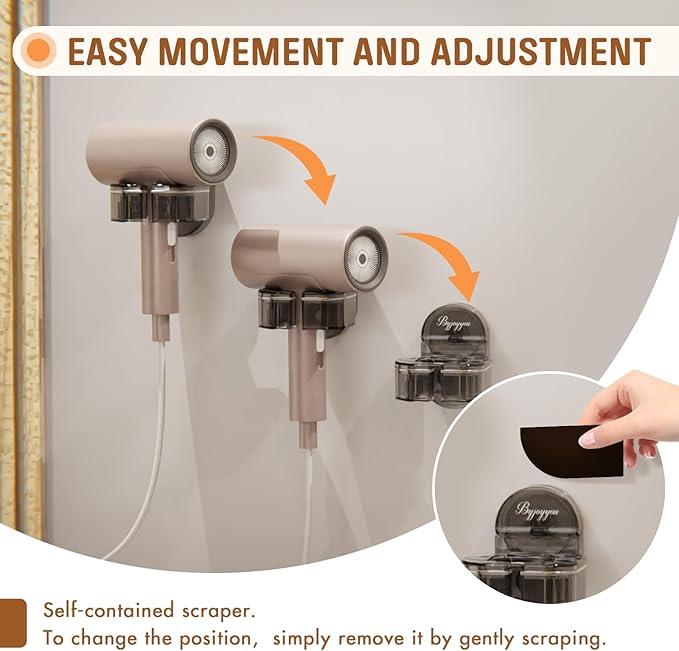 Acrylic Hair Dryer Holder Wall Mounted 1 Pack