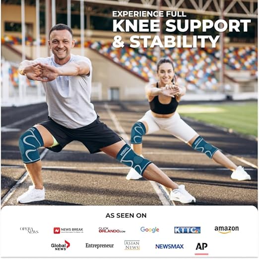 Modvel 2 Pack Knee Brace for Women & Men - Workout Knees Compression Sleeve for Knee Pain Relief Joint Support for ACL, Arthritis, Meniscus Tear Knees Brace for Sports, Rodilleras para Gym Fitness
