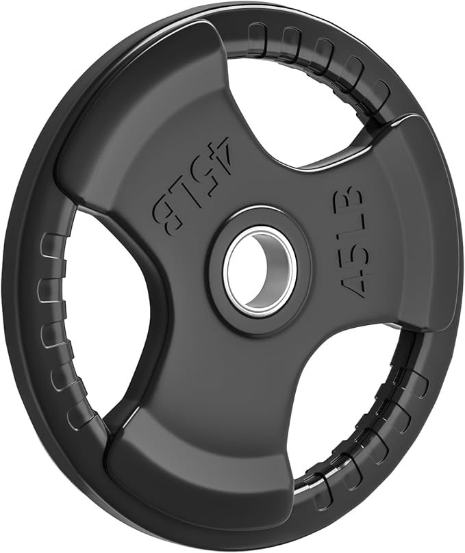 LIONSCOOL 2-Inch Rubber Olympic Grip Weight Plates (2.5-45LB), One