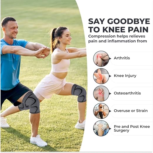 Modvel 2 Pack Knee Brace for Women & Men - Workout Knees Compression Sleeve for Knee Pain Relief Joint Support for ACL, Arthritis, Meniscus Tear Knees Brace for Sports, Rodilleras para Gym Fitness