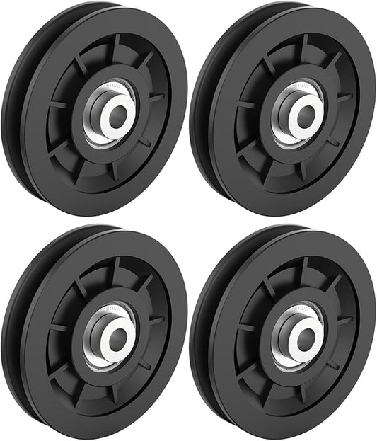 90mm/3.5" Universal Nylon Bearing Pulley-Wheel Replace for Home Gym Equipment Part Cable Machine, Wearproof Abration Bearing Wheel, Gym Equipment and Garage Door Pulley System