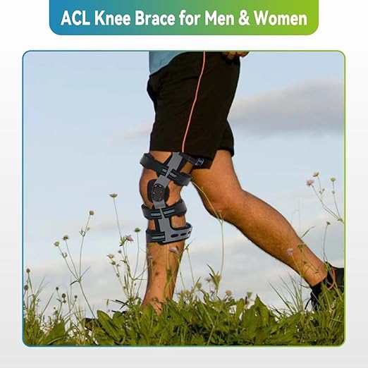 ACL Knee Brace for MCL PCL Meniscus Ligament Sports Injuries, Adjustable Hinged ROM Orthopedic Knee Orthosis for Men & Women (XXL/Right)