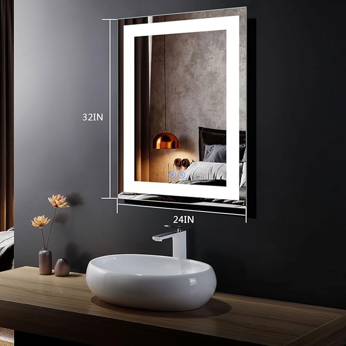 Lighted Bathroom Mirror 24 x 32 Inch Led (CK010-2432-TS) Lighted