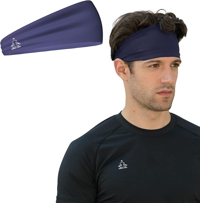 Headbands for Men and Women - Mens Sweatband & Sports Headband Moisture Wicking Workout Sweatbands for Running, Cross Training, Yoga and Bike Helmet Friendly