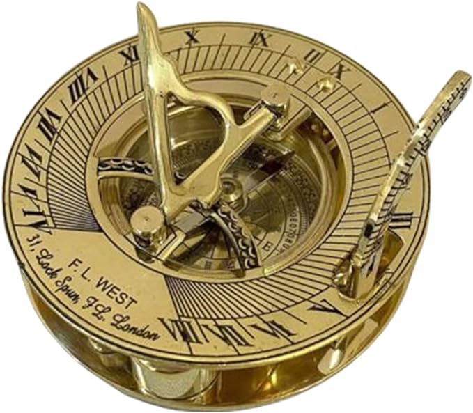 Maritime Brass Sundial Compass for Traveling Trekking Camping