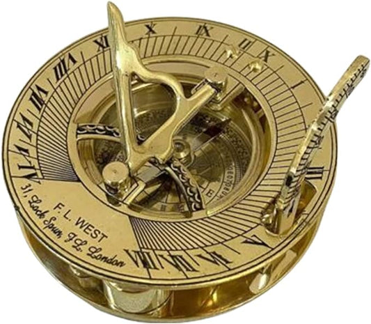 Maritime Brass Sundial Compass for Traveling Trekking Camping