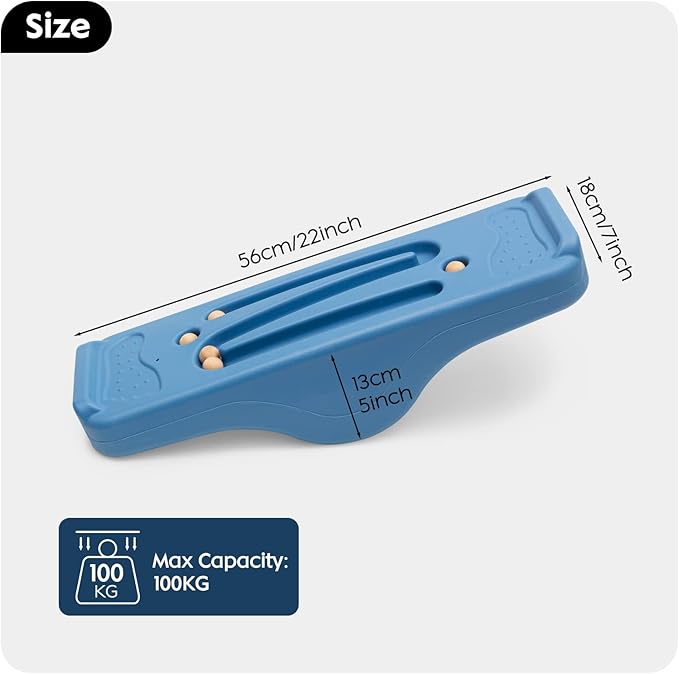 Kids Rocking Seesaw Balance Board with 5 Wooden Balls Sensory Training Rocking Board Balance Training Equipment Children Indoor Outdoor Activity Toy (Blue)