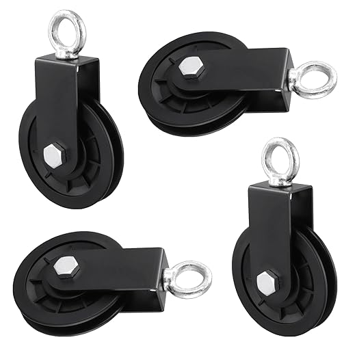 4 Pack 3.5 Inch/90mm Pulley Cable Wheel, 360 Degree Detachable Rotation Traction Wheel, Heavy Duty Fitness Pulley Wheel for Gym Pulley System Equipment,Traction Wire Ropes