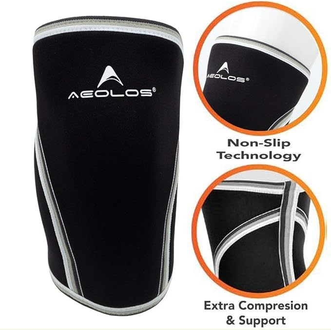 AEOLOS Knee Sleeves (1 Pair)，7mm Compression Knee Braces for Heavy-Lifting,Squats,Gym and Other Sports (Medium, Black)