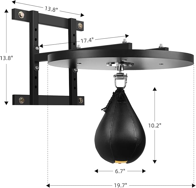 Adjustable Speed Bag Platform Kit with Speed Punching Bag & Professional Speed Bag Swivel for Boxing Training, Exercise, Fitness