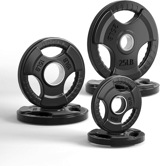 LIONSCOOL 2-Inch Rubber Olympic Grip Weight Plates (2.5-45LB), One