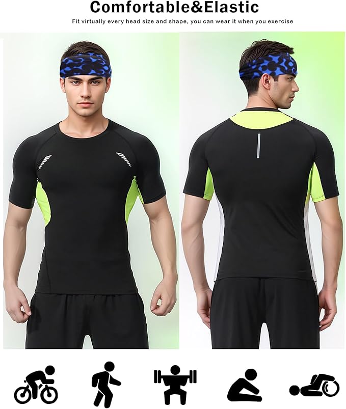 Headbands for Men & Women, Sweat Headband Non-Slip Sweatband Sports Running Cycling Yoga Basketball Workout Football Training