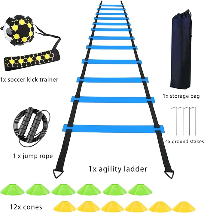Agility Ladder Soccer Training Accessories Equipment 6m Speed 12 Cones