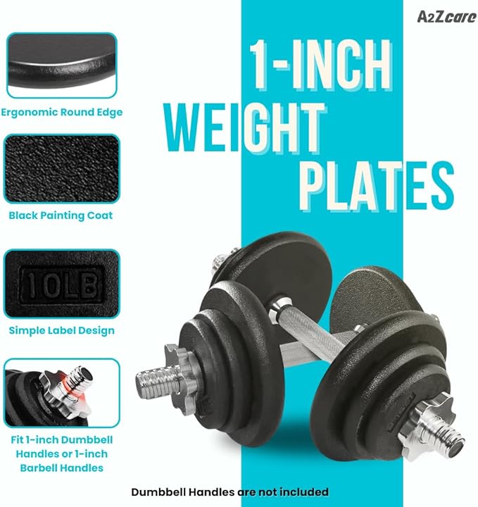 A2ZCARE 1 inch Weight Plates Set 1.25 lbs 20 lbs, 1 inch, 1 inch