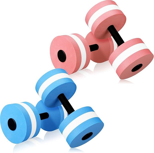 4 Pcs Water Weights Aquatic Exercise Dumbbells for Pool Water Dumbbell Set EVA Foam Pool Weights Dumbbells Resistance Water Aerobics Weight Fitness Barbells Equipment