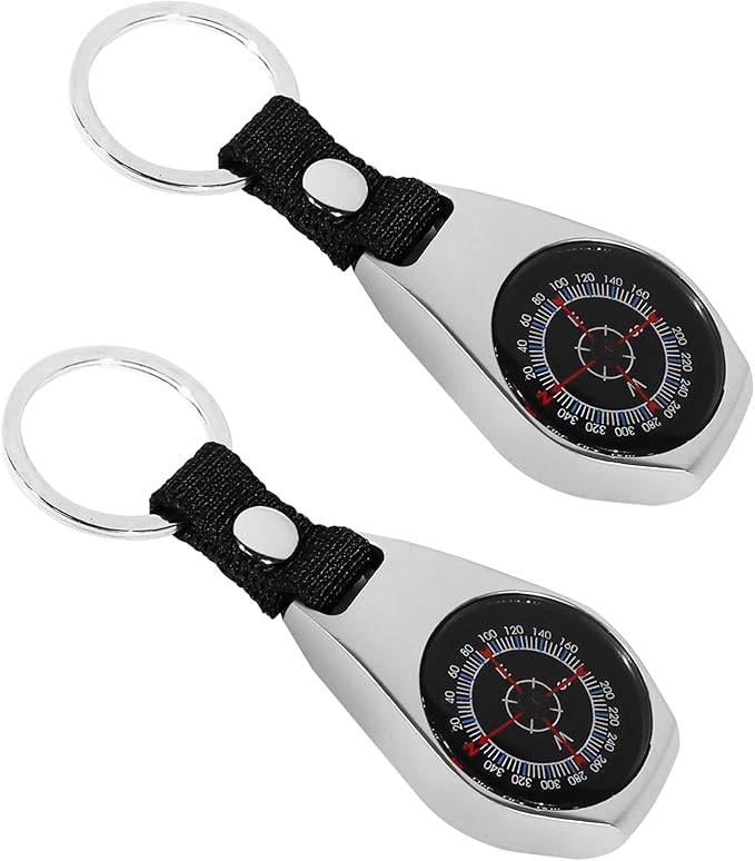 2 Pieces Keychain Compass for Outdoor Orienteering Camping