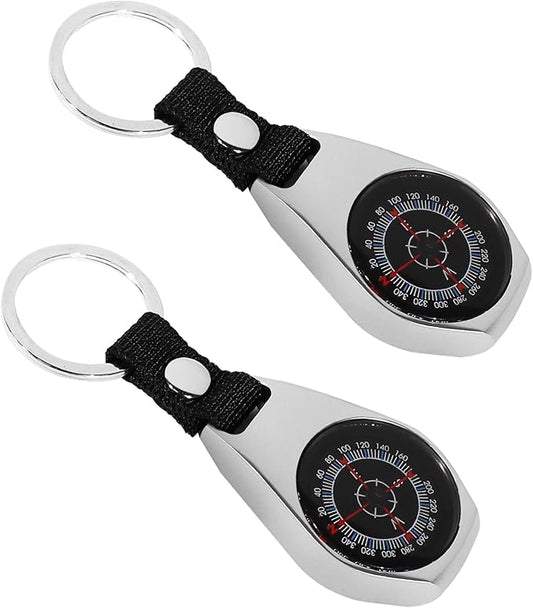 2 Pieces Keychain Compass for Outdoor Orienteering Camping