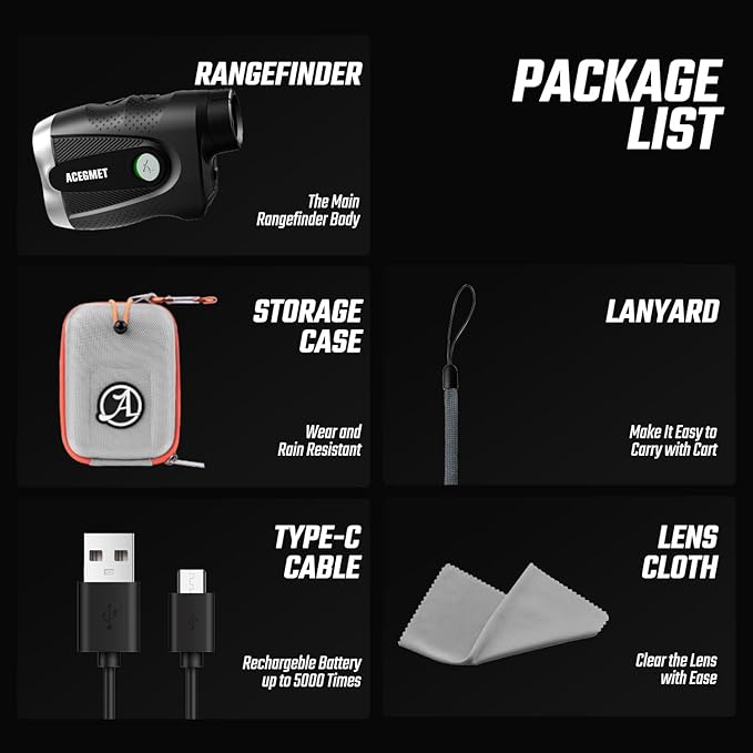 ACEGMET Golf Rangefinder with Slope Measurement - 870 6X Magnification