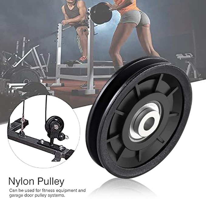 8Pcs 3.5" Nylon Bearing Pulley Wheel Replacement for Gym Equipment Part Cable Machine Universal Wear-Proof Nylon Pulley System Gym Attachments