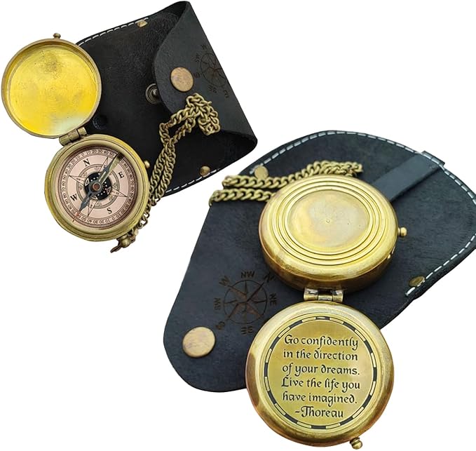 MAI Thoreau's Go Confidently Quote Engraved Compass