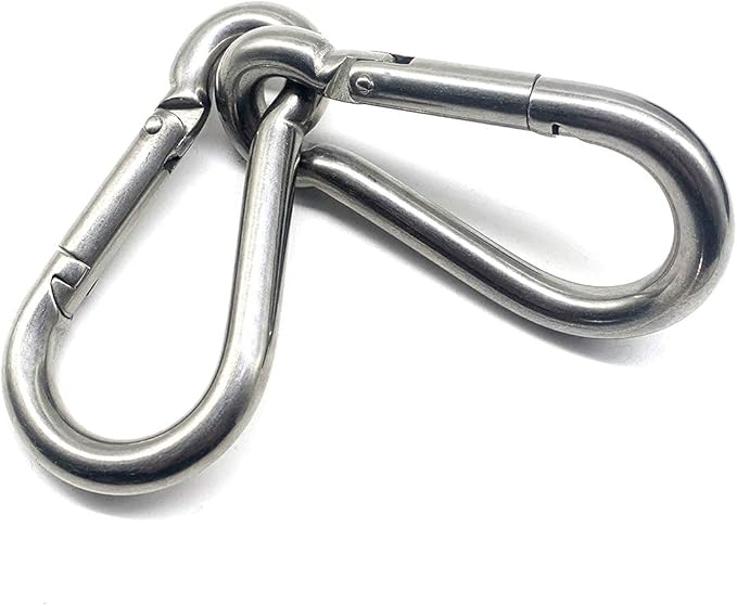 3.15 Inches 4 Inches Stainless Steel Carabiner for Gym Equipment Connection, EFFIET Heavy Duty Spring Snap Hook Clips Buckle for Gym Exercise, Punching Bags, Hiking, Camping