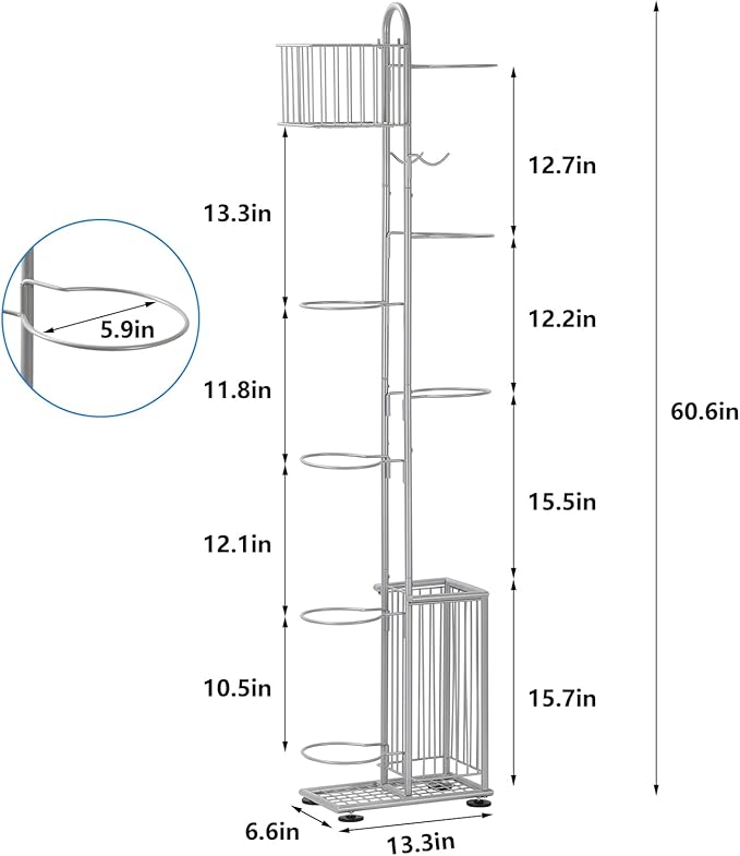 7 Tier Basketball Holder Ball Storage Rack