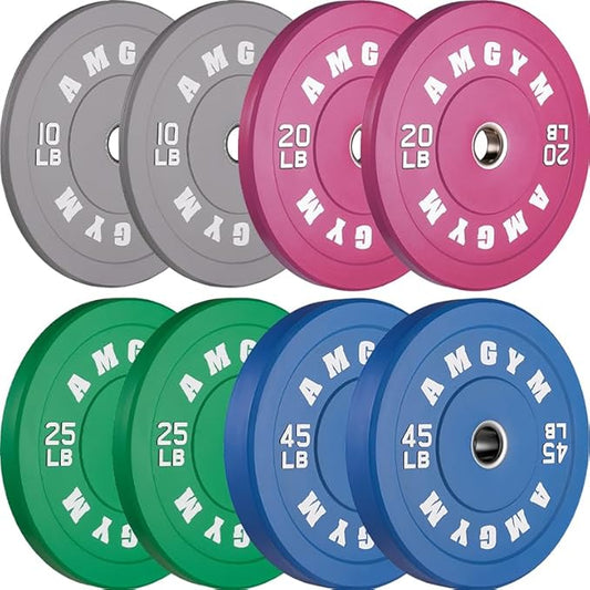 2 Inch Bumper Plates，10-500lbs，Barbell Rubber Olympic Weight Plates Set for Home Gym, Strength Training & Weight Lifting, Multiple Options Colors