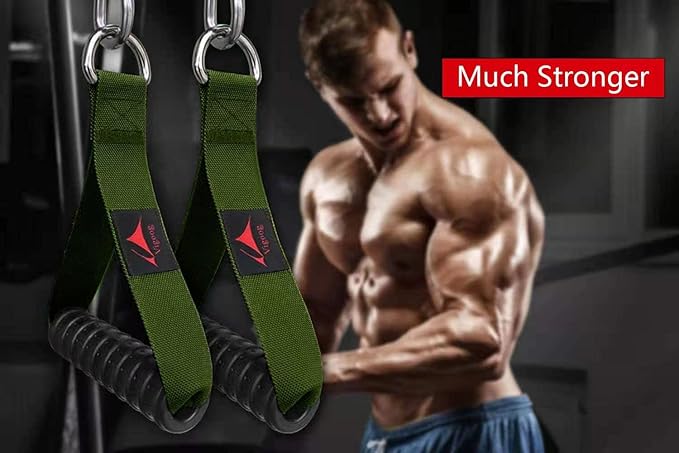Heavy Duty Gym Exercise Handles Attachment for Cable Machine,Resistance Band,Pulley System Home Fitness Workout Equipment, with Elastic Rubber Grip and 2 Large Carabiners