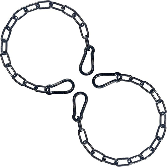 20 inches Heavy Duty Chain Link Fence Gate Chains 900lbs Capacity - Stainless Steel Chain Locks for Outside, Metal Chain for Horses Goats Dogs Stall Barns and Fence Gates, Black, 2 Pack
