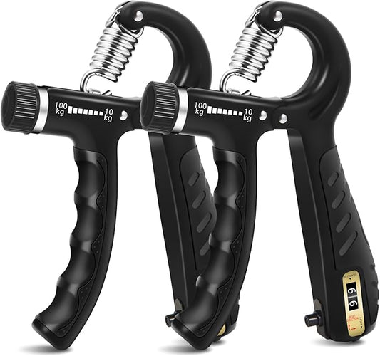 2PCS Grip Strength Trainer with 22-220Lbs (10-100kg) Adjustable Resistance