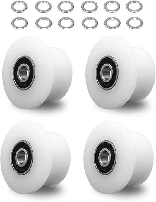 4 Pcs Machined Wheels/Rollers for Total Gym with 12 Gasket Fit for 1000 1100 1400 1500 1600 1700 1800 1900 Achieve Force Gold Max Pro Supra Supreme Ultima Ultra XLI Platinum and Plus Etc. 5/16”