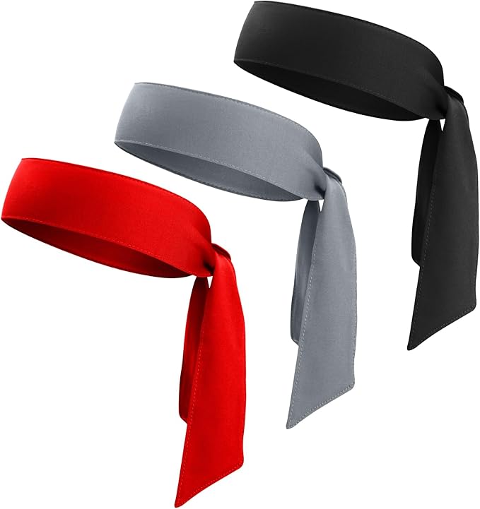 Head Ties Headband Sports Sweatband for Men Women, 3 Pack Adjustable Ninja Headband Karate Tie Back Sweat Wicking Workout Head Band for Basketball, Running, Tennis, Athletics