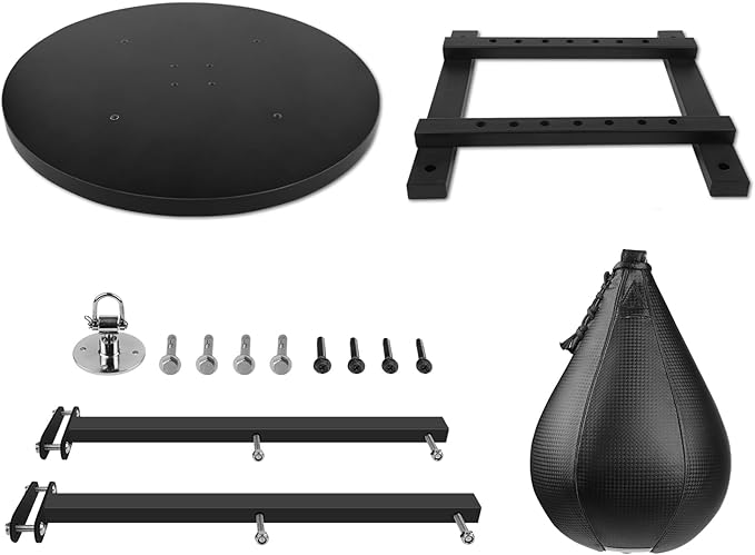 Adjustable Speed Bag Platform Kit with Speed Punching Bag & Professional Speed Bag Swivel for Boxing Training, Exercise, Fitness