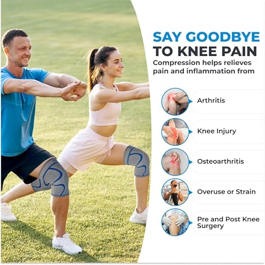 Modvel 2 Pack Knee Brace for Women & Men - Workout Knees Compression Sleeve for Knee Pain Relief Joint Support for ACL, Arthritis, Meniscus Tear Knees Brace for Sports, Rodilleras para Gym Fitness