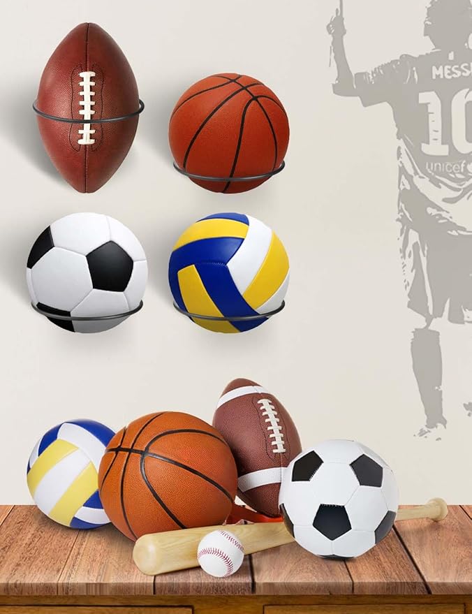 4Pcs Football and Basketball Holder Wall Mount Metal