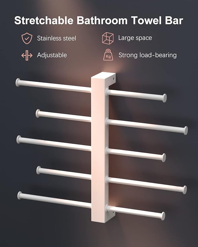 5-Tier Bridge Sliding Bathroom Towel Bar 16 Inch 1.5" Tube