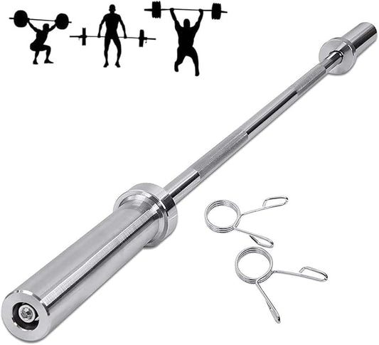 4ft Barbell Weight Bar Solid Steel Straight Weightlifting 2 Collars
