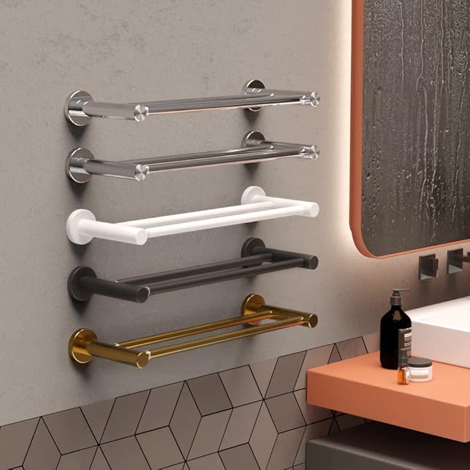 Adjustable Double Bath Towel Bar 16 to 27.6 Inch 1" Tube