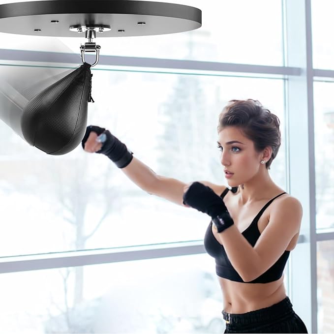 Adjustable Speed Bag Platform Kit with Speed Punching Bag & Professional Speed Bag Swivel for Boxing Training, Exercise, Fitness