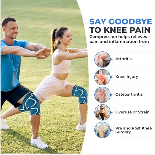 Modvel 2 Pack Knee Brace for Women & Men - Workout Knees Compression Sleeve for Knee Pain Relief Joint Support for ACL, Arthritis, Meniscus Tear Knees Brace for Sports, Rodilleras para Gym Fitness
