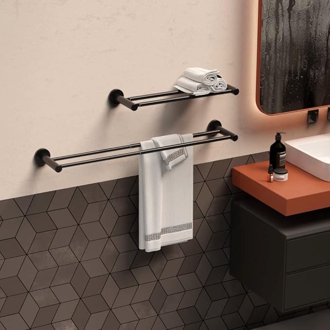 Adjustable Double Bath Towel Bar 16 to 27.6 Inch 1" Tube