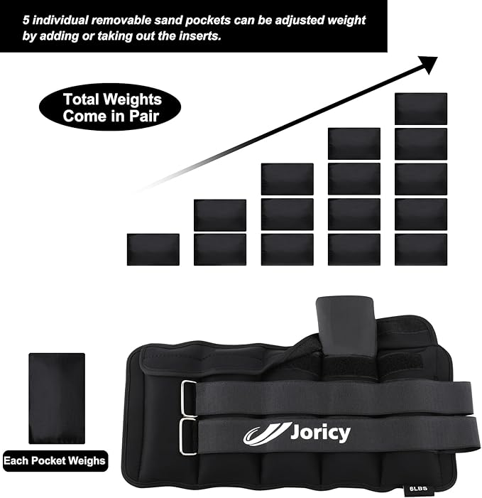 Adjustable Ankle Weights for Women Men Kids 1/2/3/4/5/6/8/10/12/20 1 Pair
