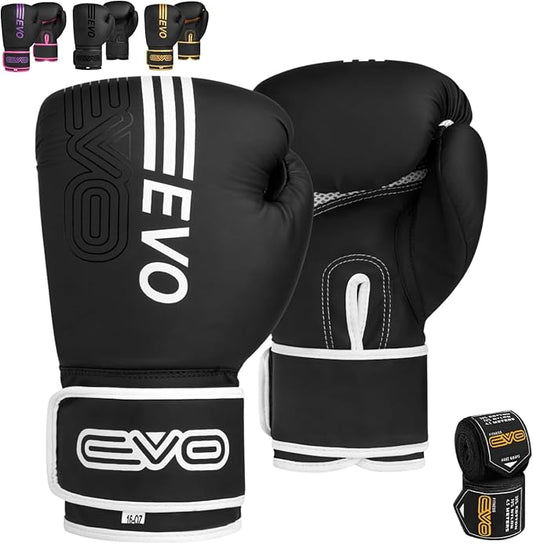 Matte Black Boxing Gloves Men Women MMA Muay Thai Martial Arts Kick Boxing Sparring Training Fighting Punch Bag Pink Gloves with Hand Wraps