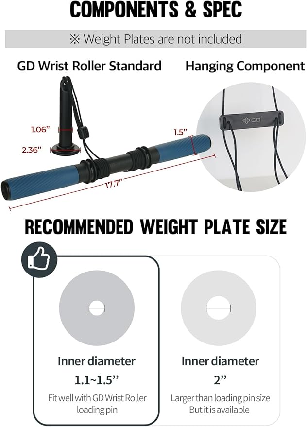 GD Hanging Wrist Roller Forearm Blaster- Forearm Strengthener