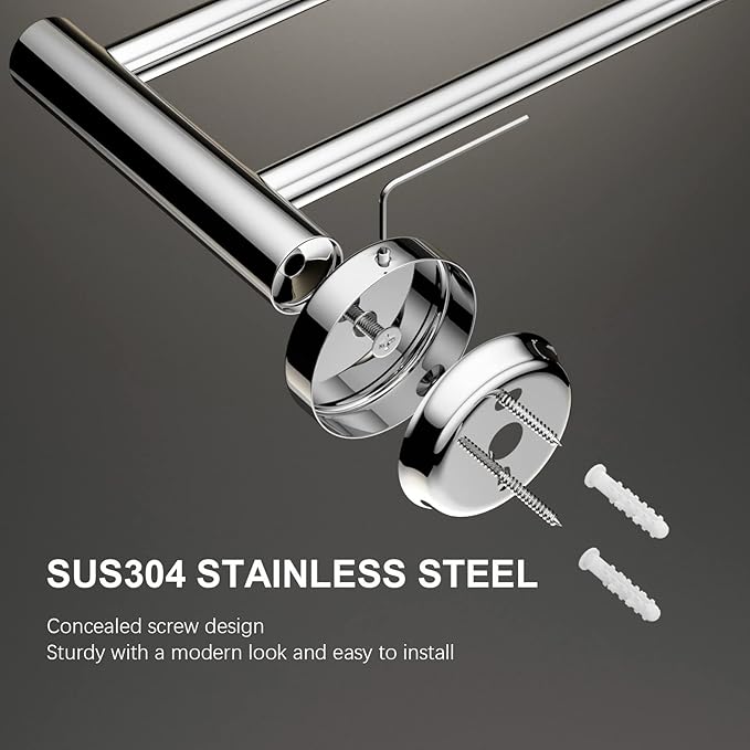Adjustable Double Towel Bar 16 to 27.6 Inch SUS304 Stainless 1" Diameter