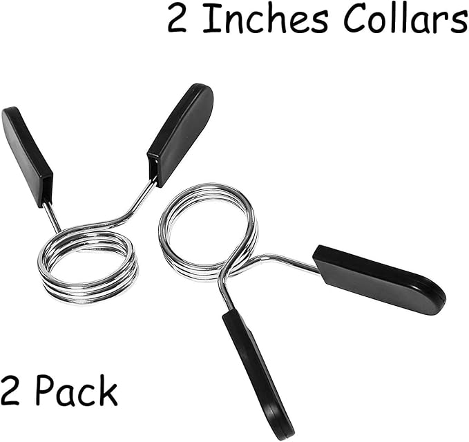 2 pcs Spring Clip Collars, 2-inch (50mm) Barbell Exercise Collar Clamps for Olympic Weight Bar Dumbbells Gym Fitness Training Weight Lifting Equipment
